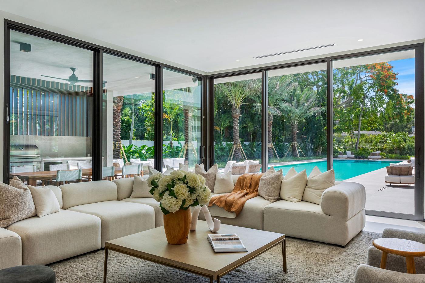 Great room opening to the pool