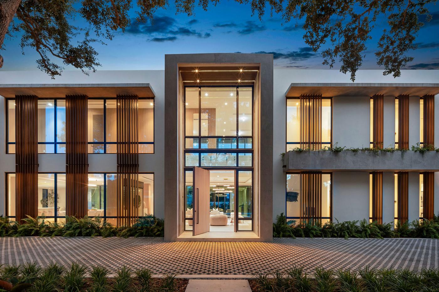 Twilight front elevation