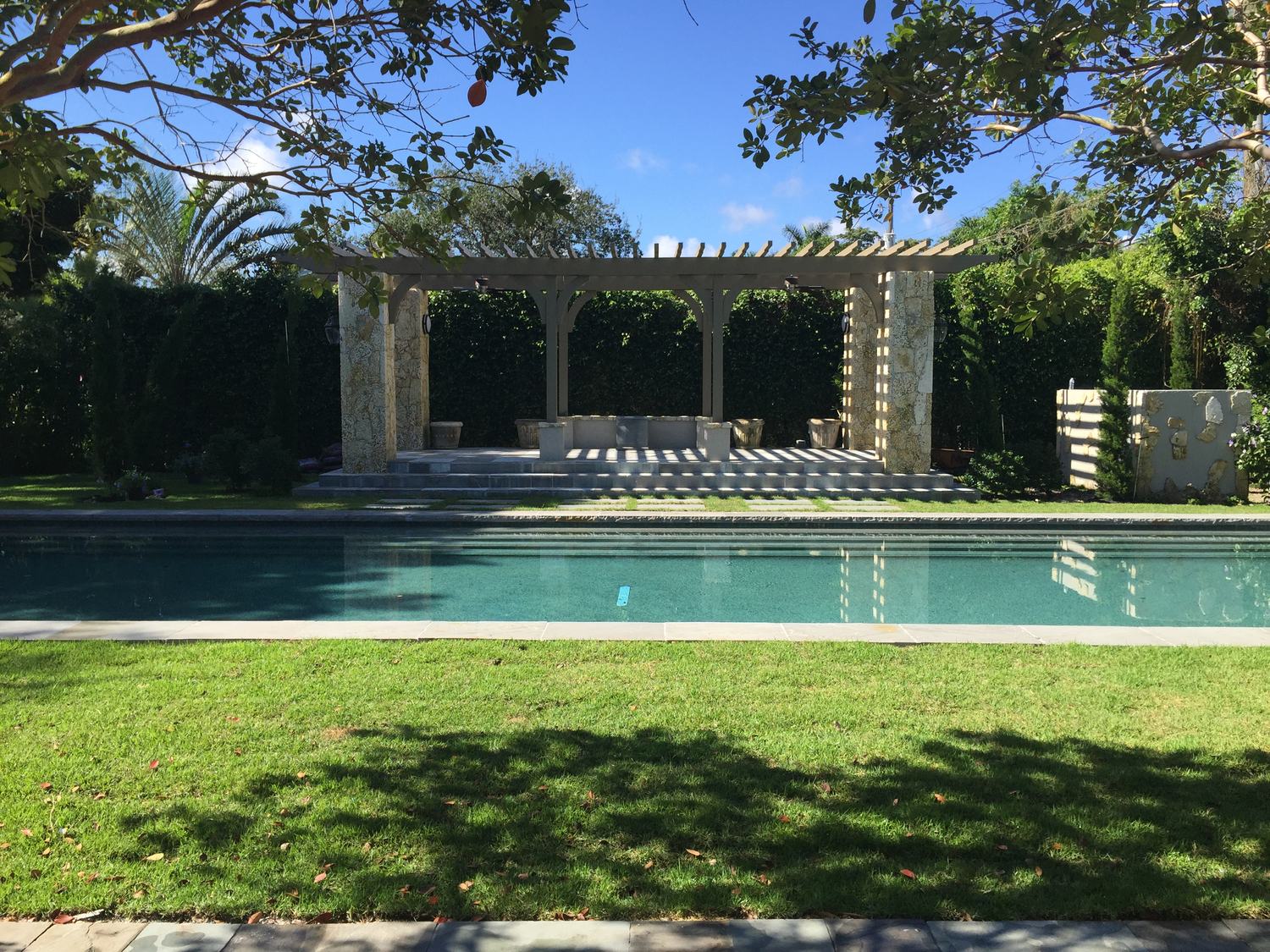 Pergola, pool, and front wall installation, 2016
